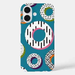 Coque Pour iPhone 16 Donuts Abstrait Monoline Motif Pop Art