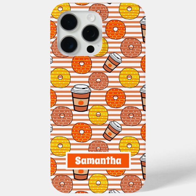 Coques Case-Mate iPhone Donuts d'automne citrouilles & Café Orange Stripes (Verso)