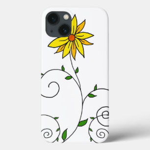 iPhone 13 Case Doodart Whimsical Jaune Fleur