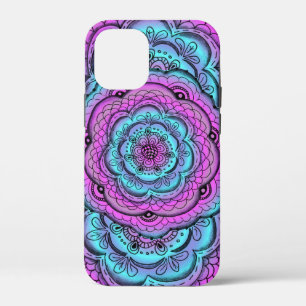 Coque Case-Mate iPhone Doodé De Fleur Bleu Et Violet