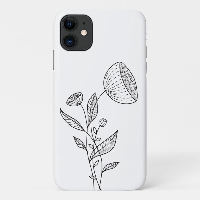 Coques Case-Mate iPhone Doodle à fleurs Abstraites Minimaliste Blanc éléga (Dos)