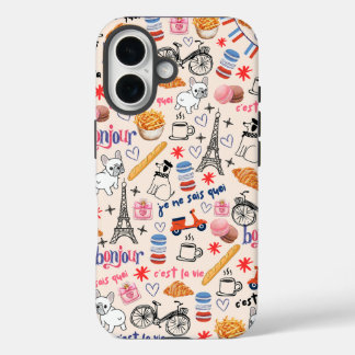 Coque Pour iPhone 16 Doodle branché de Frenchie Lover