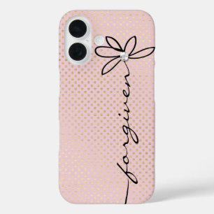 Coque Pour iPhone 16 DOodle Daisy Texte Jumelant Dots Or