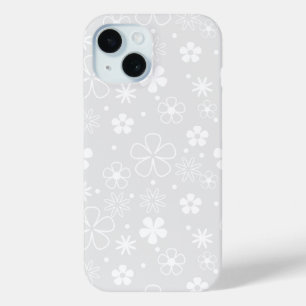 Coque Case-Mate iPhone Doodle de marguerite blanche sur gris