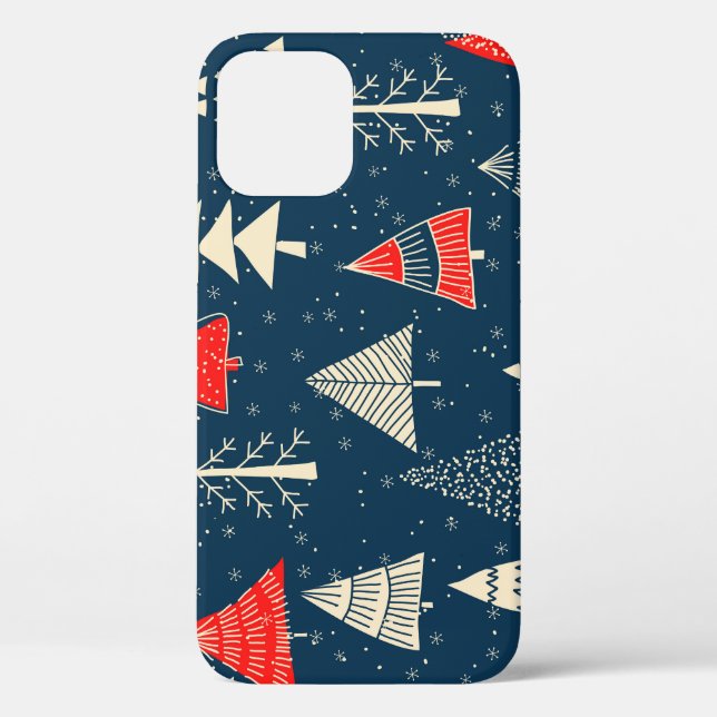 Coques Case-Mate iPhone Doodle de Noël, motif d'hiver sans soudure. (Verso)