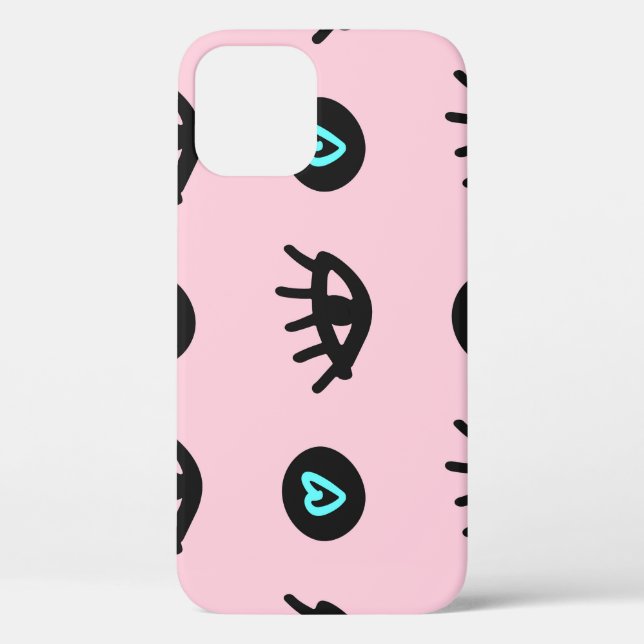Coques Case-Mate iPhone Doodle Fille : Coeurs Des Yeux Sans Couleur. (Verso)