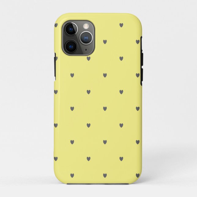 Coques Case-Mate iPhone Doodle Grey Heart Motif Jaune Couleur personnalisé (Dos)