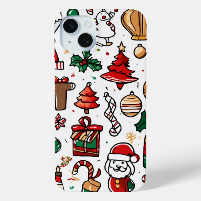 Coques Case-Mate iPhone Doodles de Noël lunaires (Verso)