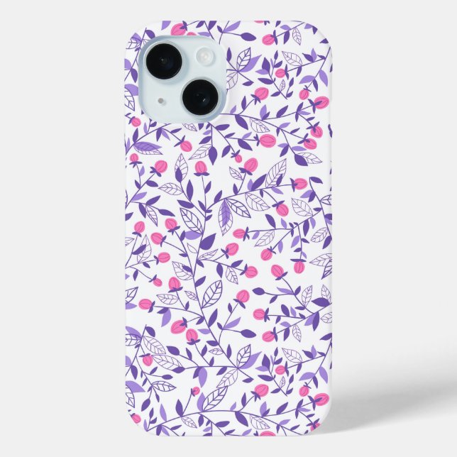 Coques Case-Mate iPhone Doodles floraux rose et violet (Verso)