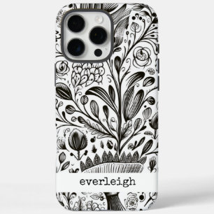 Coque iPhone 16 Pro Max Doodles naturels personnalisés