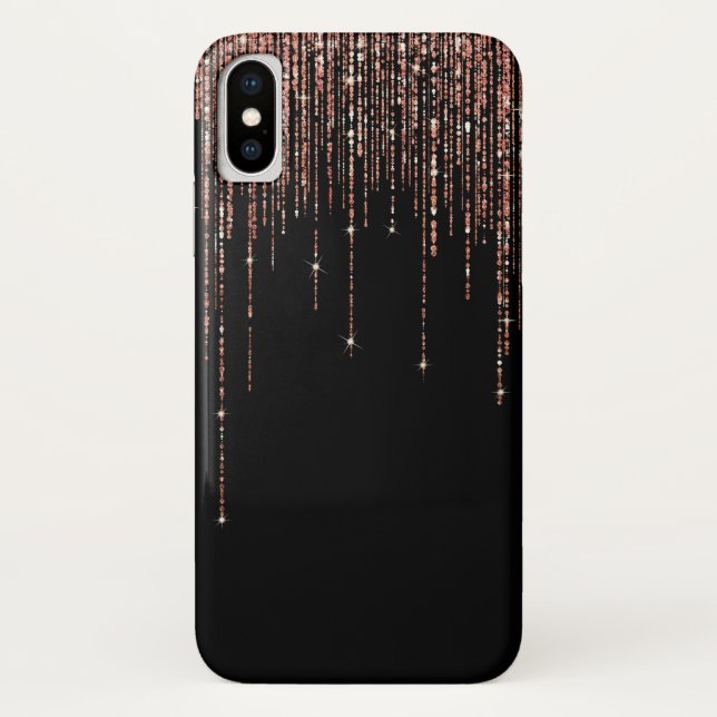 Coques Case-Mate iPhone Dory Rose Noire Gold Sparkly Glitter Fringe (Dos)