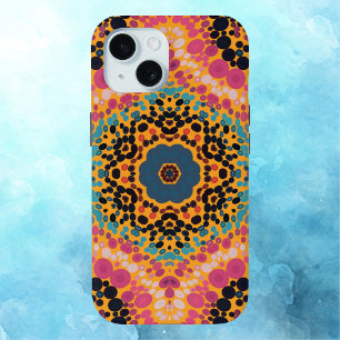 Coque Case-Mate iPhone Dot Mandala bleu rose noir et jaune