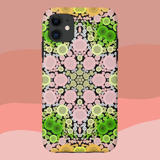 Coques Case-Mate iPhone Dot Mandala Fleur Jaune Vert et Rose (Créateur téléchargé)