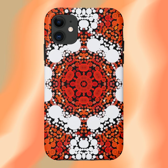 Coques Case-Mate iPhone Dot Mandala Fleur orange blanc et rouge (Créateur téléchargé)