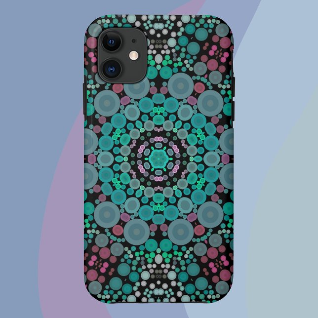 Coques Case-Mate iPhone Dot Mandala Fleur vert bleu et rouge (Créateur téléchargé)