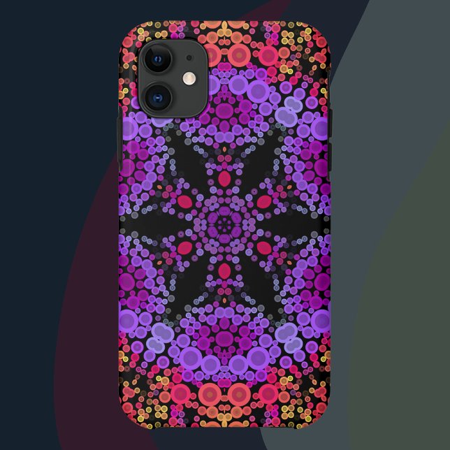 Coques Case-Mate iPhone Dot Mandala Fleur violet orange et jaune (Créateur téléchargé)