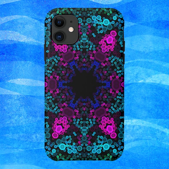 Coques Case-Mate iPhone Dot Mandala Flower bleu vert et rose (Créateur téléchargé)