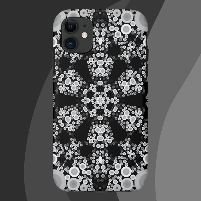 Coques Case-Mate iPhone Dot Mandala Flower Gris et noir (Créateur téléchargé)