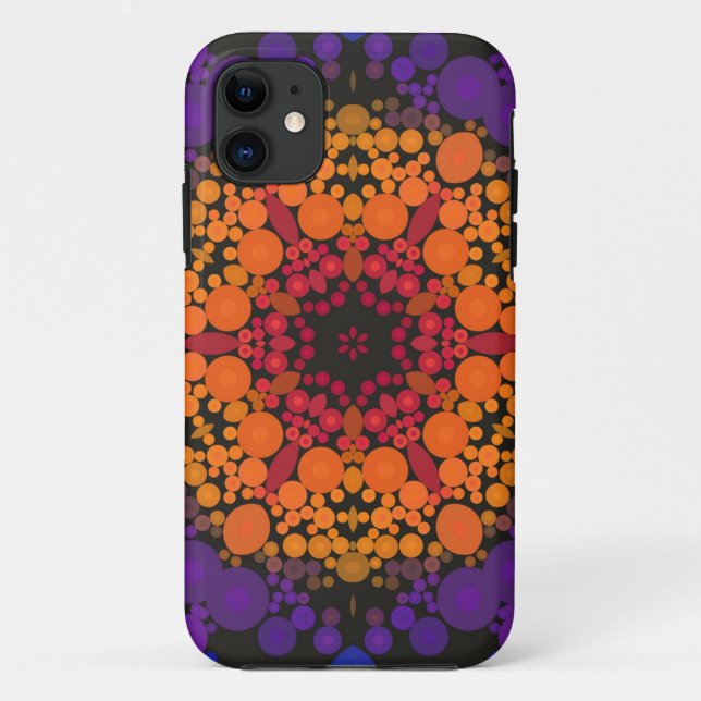 Coques Case-Mate iPhone Dot Mandala Flower jaune violet et bleu (Dos)