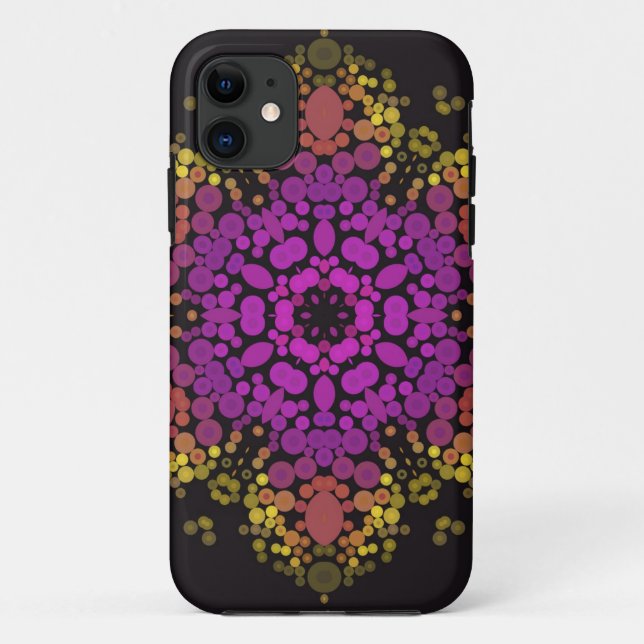Coques Case-Mate iPhone Dot Mandala Flower rose jaune et noir (Dos)
