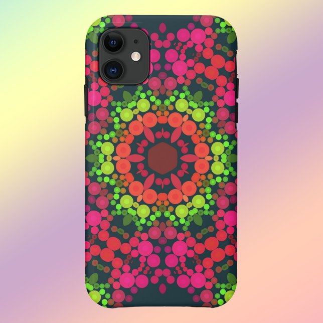 Coques Case-Mate iPhone Dot Mandala Flower rose vert et orange (Créateur téléchargé)