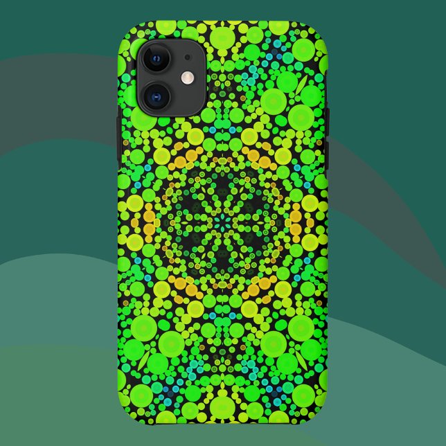 Coques Case-Mate iPhone Dot Mandala Flower vert orange et jaune (Créateur téléchargé)