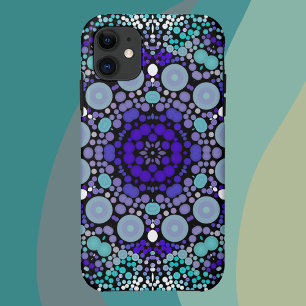 Case-Mate iPhone Case Dot Mandala Flower violet bleu et blanc
