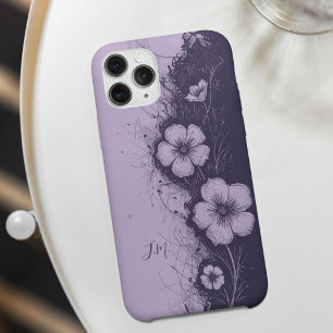 Coque Pour iPhone 16 Double Lavande violette Fleurs Monogramme Nom pers