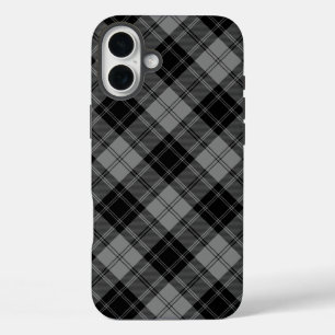 Coque Pour iPhone 16 Plus Douglas tartan noir gris plaid