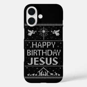 Coque Pour iPhone 16 Doux de Noël moche Design Joyeux anniversaire Jésu
