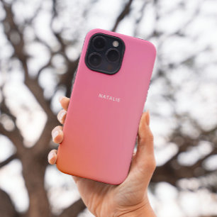 Coque iPhone 16 Pro Doux tendance orange rose Ombre teint Customisé