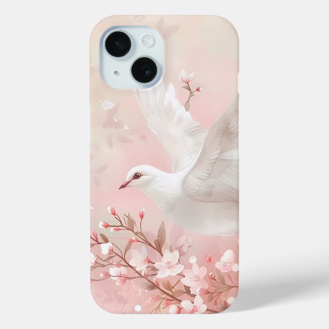 Coques Case-Mate iPhone Dove paisible avec Fleurs Aquarelle Téléphone Case (Verso)