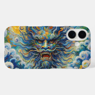 Coque Pour iPhone 16 Dragon bleu oriental Van Gogh maquillage de nuages