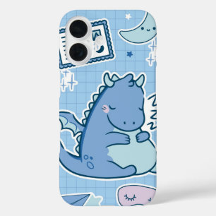 Coque Pour iPhone 16 Dragon Bleu Sleepy - Cute Dreamland Kawaii