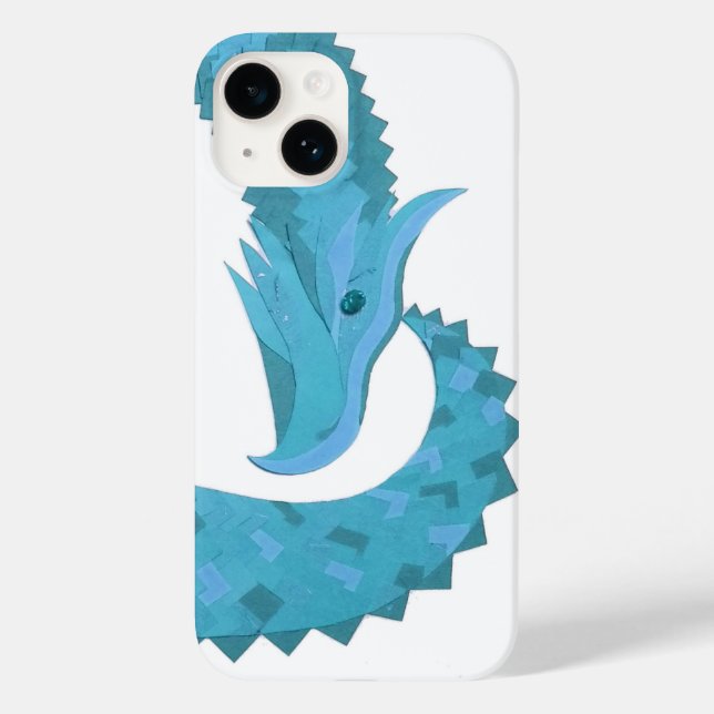 Coques Case-Mate iPhone Dragon cardiaque turquoise en blanc (Verso)