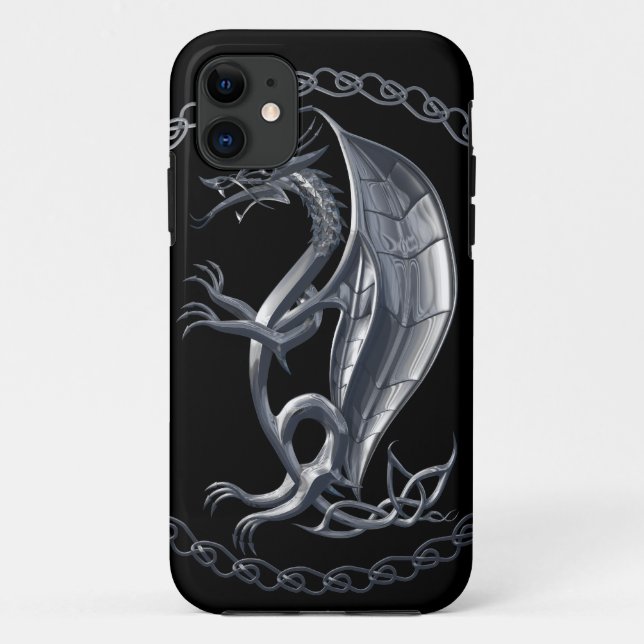 Coques Case-Mate iPhone Dragon celtique argenté (Dos)