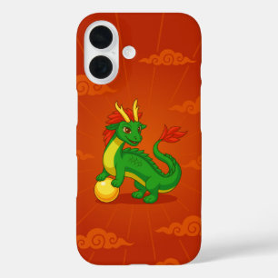 Coque Pour iPhone 16 Dragon chinois rouge sur fond rouge