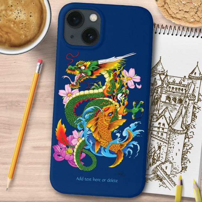 Coques Case-Mate iPhone Dragon chinois vert Koi (Créateur téléchargé)