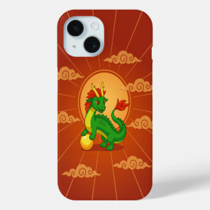 Coque Case-Mate iPhone Dragon Chinois Vert sur Fond Rouge