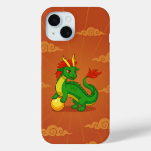 Coque Case-Mate iPhone Dragon Chinois Vert sur Fond Rouge