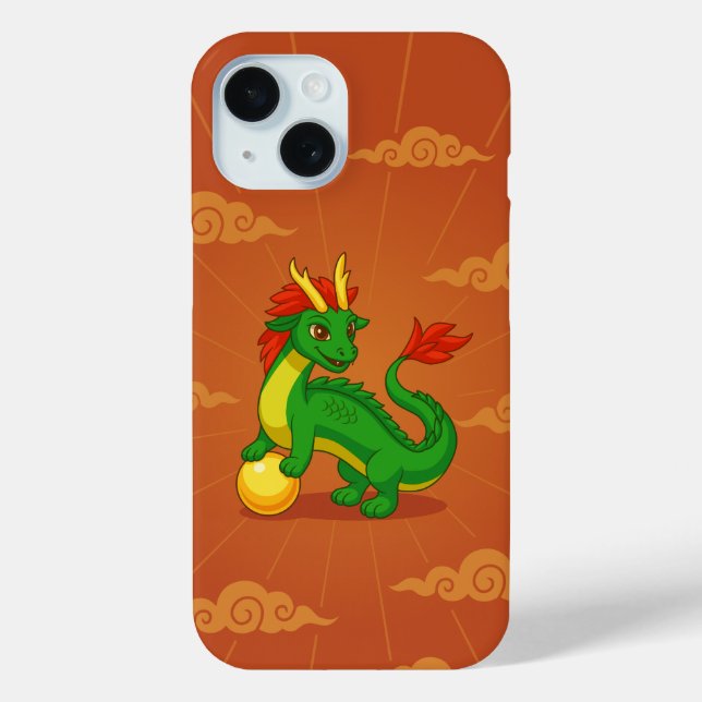 Coques Case-Mate iPhone Dragon Chinois Vert sur Fond Rouge (Verso)
