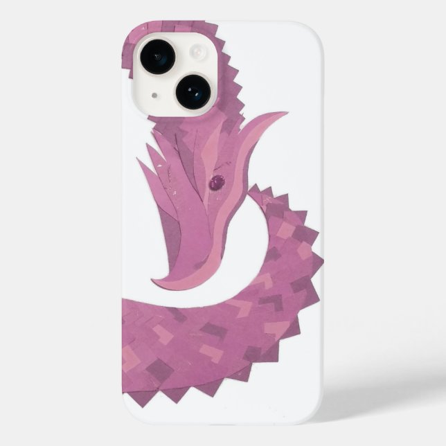 Coques Case-Mate iPhone Dragon coeur mauve sur fond blanc (Verso)