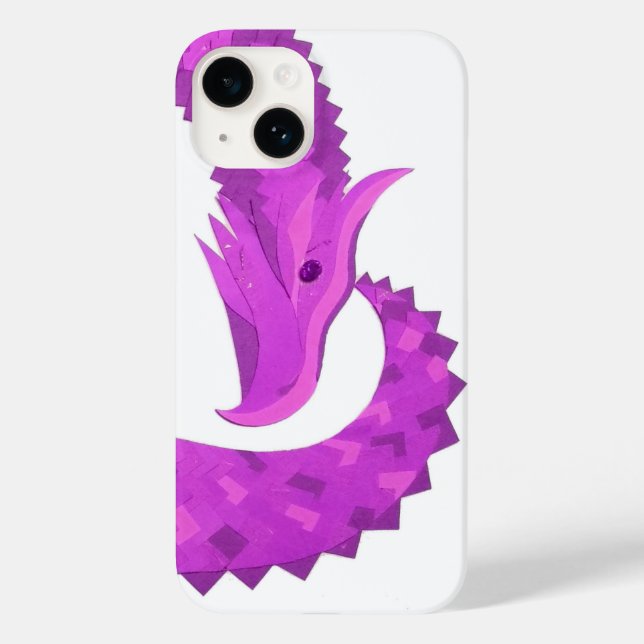 Coques Case-Mate iPhone Dragon cœur violet brillant sur fond blanc (Verso)