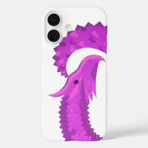 Coque Pour iPhone 16 Dragon cœur violet brillant sur fond blanc