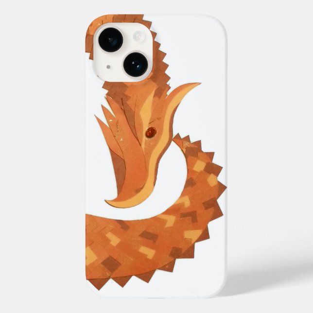 Coques Case-Mate iPhone Dragon de coeur orange brûlé sur blanc (Verso)