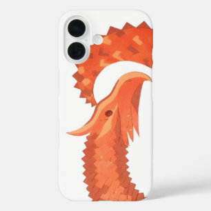Coque Pour iPhone 16 Dragon de coeur orange sur blanc