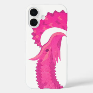 Coque Pour iPhone 16 Dragon de coeur rose chaud sur blanc