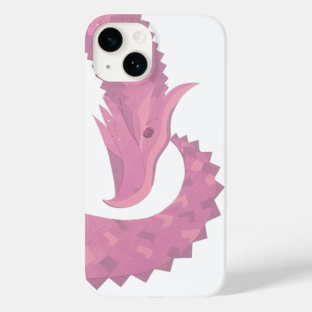 Coques Case-Mate iPhone Dragon de coeur rose sur blanc (Verso)