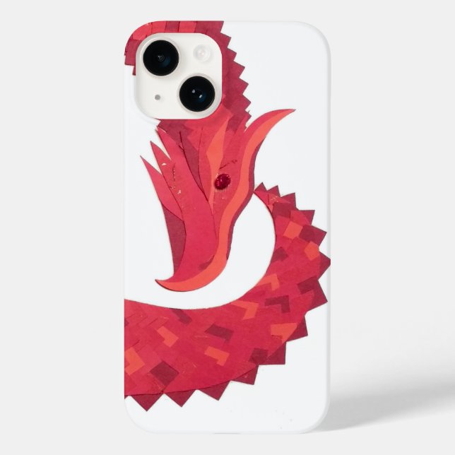 Coques Case-Mate iPhone Dragon de coeur rouge en blanc (Verso)