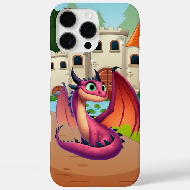 Coques Case-Mate iPhone Dragon de dessin animé mignon violet/rouge (Verso)